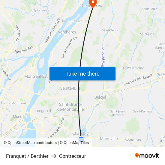 Franquet / Berthier to Contrecœur map