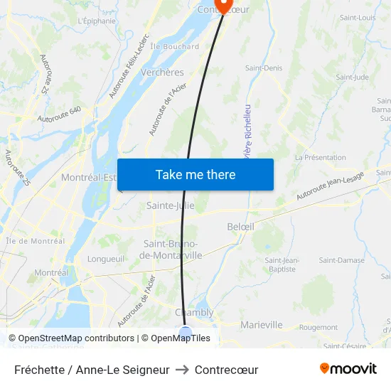 Fréchette / Anne-Le Seigneur to Contrecœur map