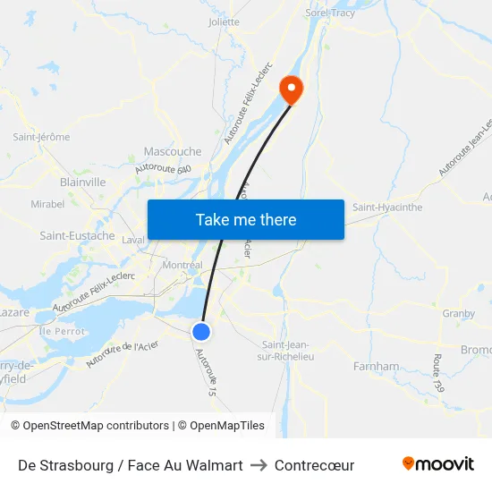 De Strasbourg / Face Au Walmart to Contrecœur map