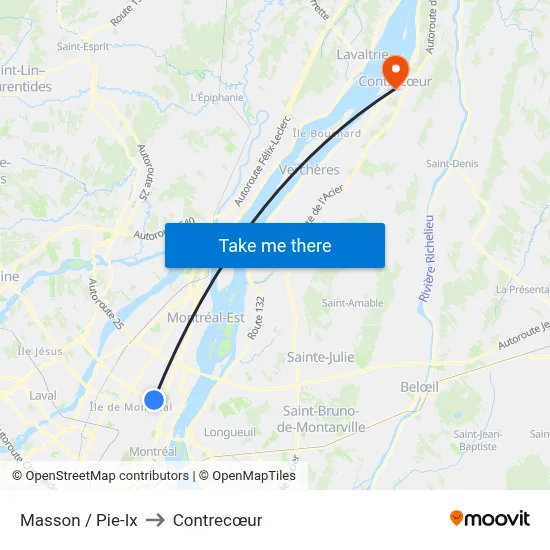 Masson / Pie-Ix to Contrecœur map