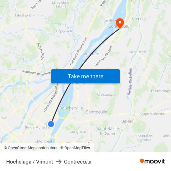 Hochelaga / Vimont to Contrecœur map