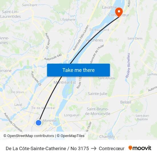 De La Côte-Sainte-Catherine / No 3175 to Contrecœur map