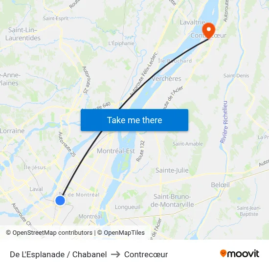 De L'Esplanade / Chabanel to Contrecœur map