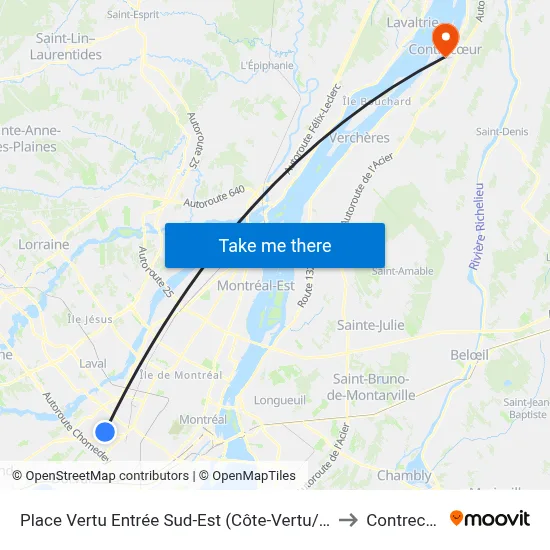 Place Vertu Entrée Sud-Est (Côte-Vertu/No 3131) to Contrecœur map
