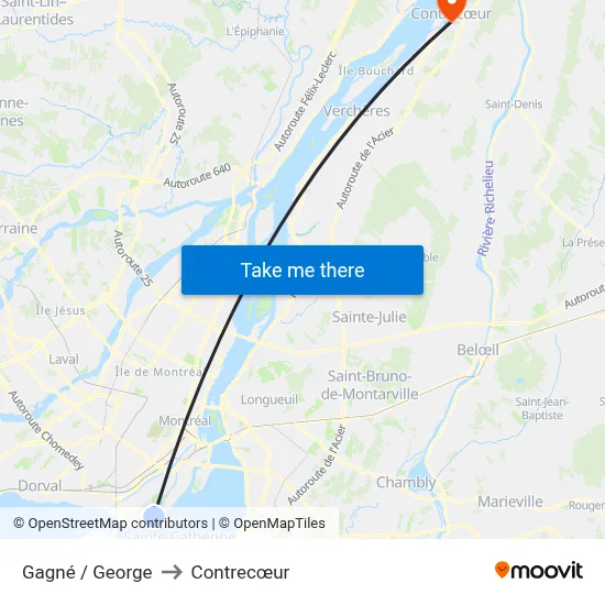 Gagné / George to Contrecœur map