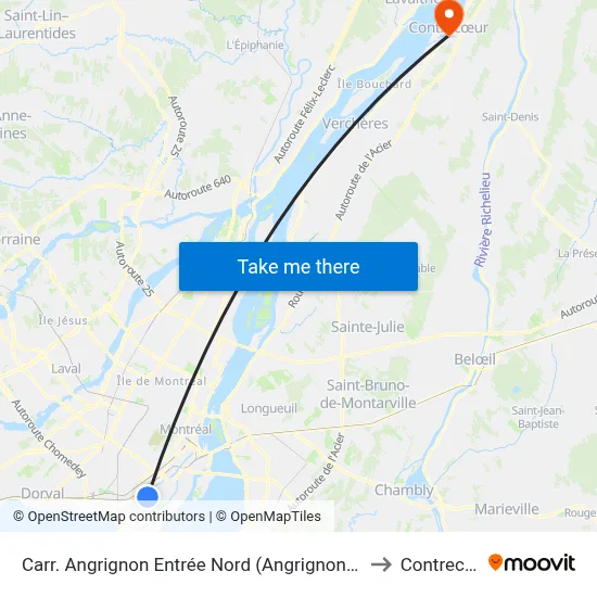 Carr. Angrignon Entrée Nord (Angrignon / No 2500) to Contrecœur map