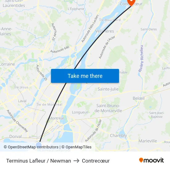 Terminus Lafleur / Newman to Contrecœur map