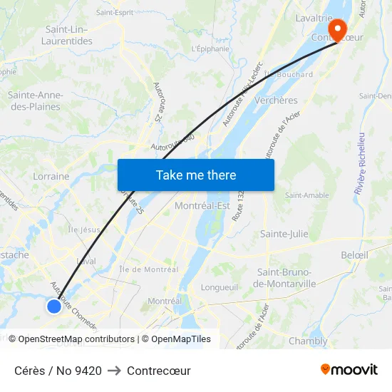 Cérès / No 9420 to Contrecœur map