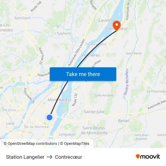 Station Langelier to Contrecœur map