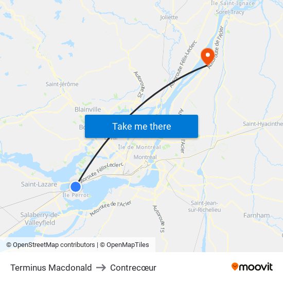 Terminus Macdonald to Contrecœur map