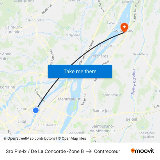 Srb Pie-Ix / De La Concorde -Zone B to Contrecœur map
