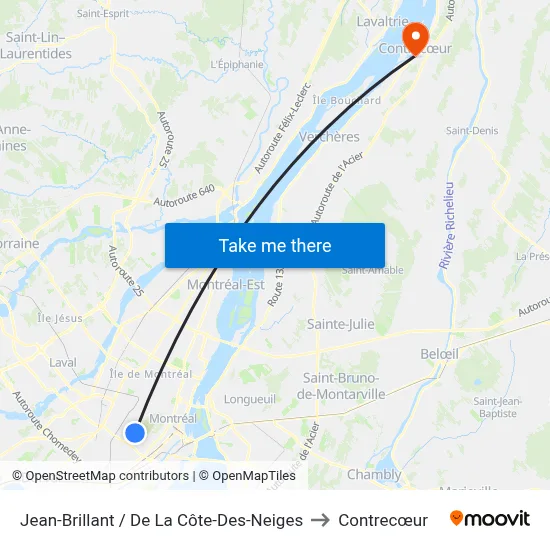 Jean-Brillant / De La Côte-Des-Neiges to Contrecœur map