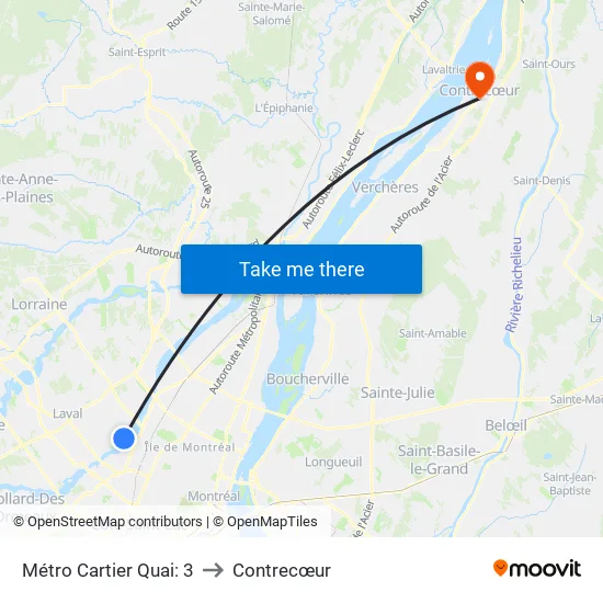 Métro Cartier Quai: 3 to Contrecœur map