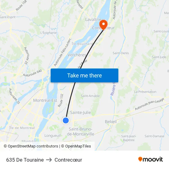 635 De Touraine to Contrecœur map
