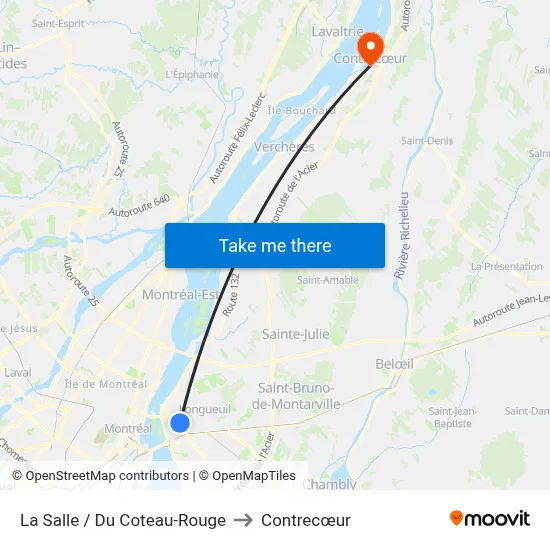 La Salle / Du Coteau-Rouge to Contrecœur map