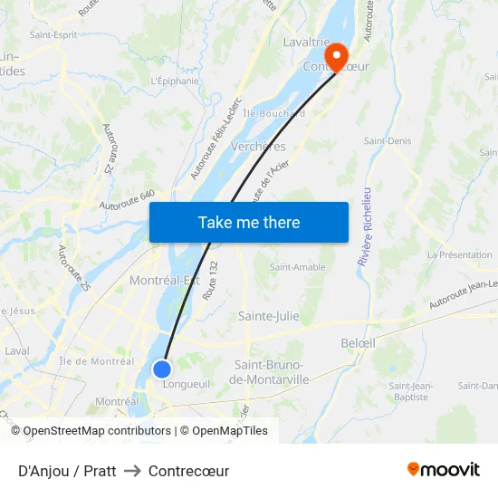 D'Anjou / Pratt to Contrecœur map