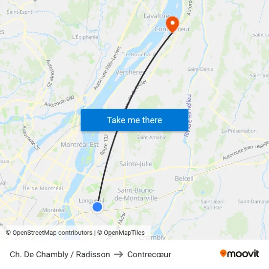 Ch. De Chambly / Radisson to Contrecœur map