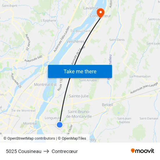 5025 Cousineau to Contrecœur map