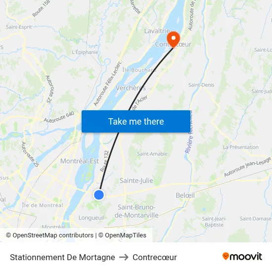 Stationnement De Mortagne to Contrecœur map