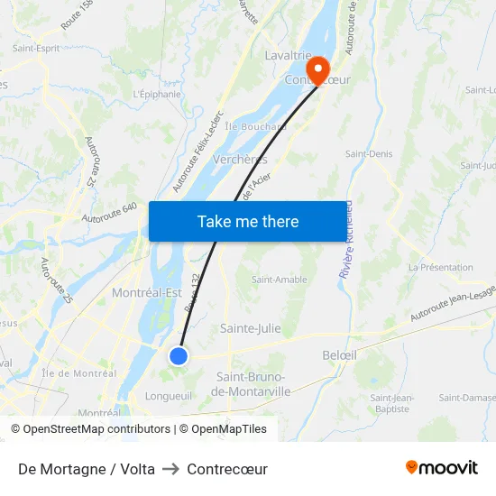 De Mortagne / Volta to Contrecœur map