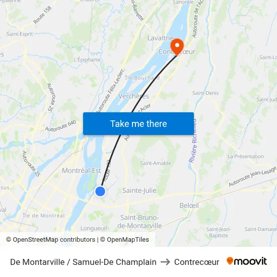De Montarville / Samuel-De Champlain to Contrecœur map