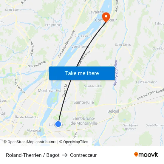 Roland-Therrien / Bagot to Contrecœur map