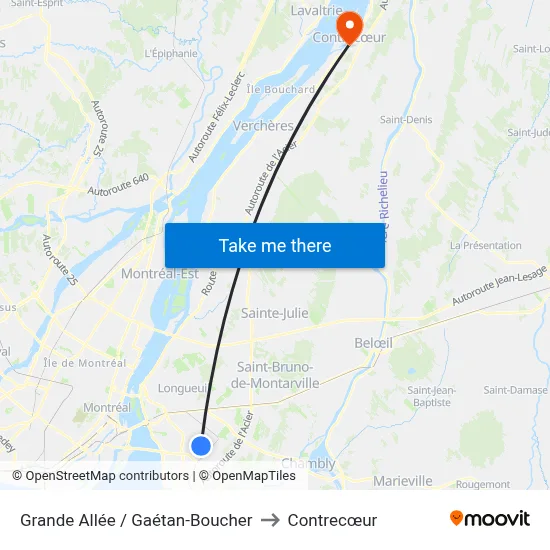 Grande Allée / Gaétan-Boucher to Contrecœur map