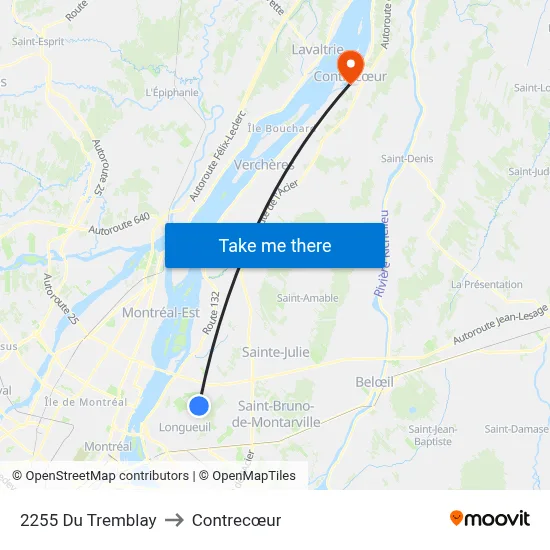2255 Du Tremblay to Contrecœur map