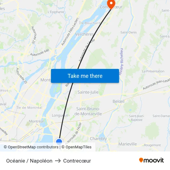 Océanie / Napoléon to Contrecœur map