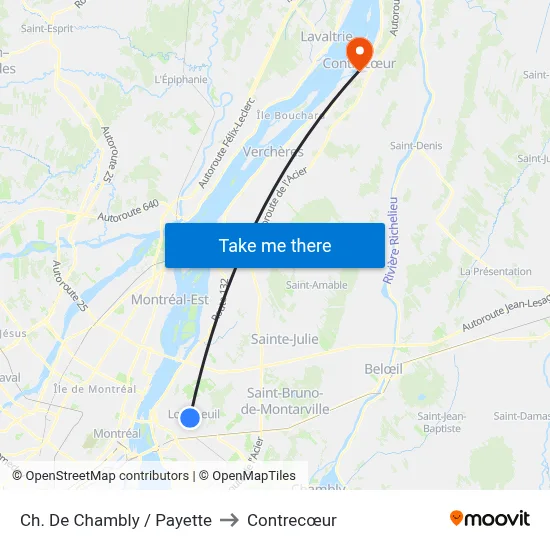 Ch. De Chambly / Payette to Contrecœur map