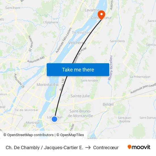 Ch. De Chambly / Jacques-Cartier E. to Contrecœur map