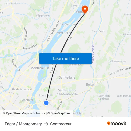 Edgar / Montgomery to Contrecœur map