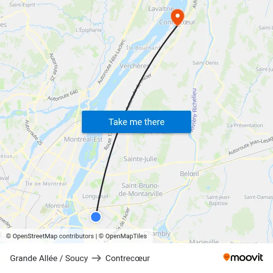 Grande Allée / Soucy to Contrecœur map