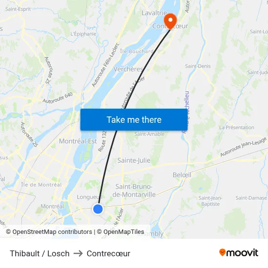 Thibault / Losch to Contrecœur map