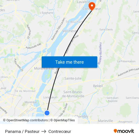 Panama / Pasteur to Contrecœur map