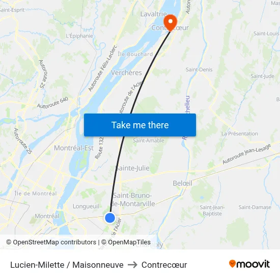 Lucien-Milette / Maisonneuve to Contrecœur map