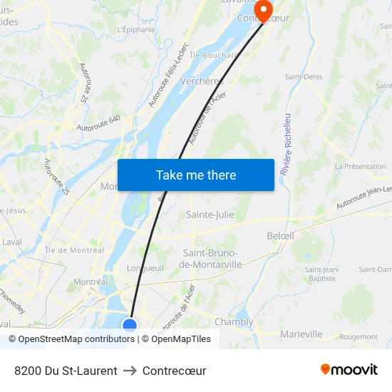 8200 Du St-Laurent to Contrecœur map