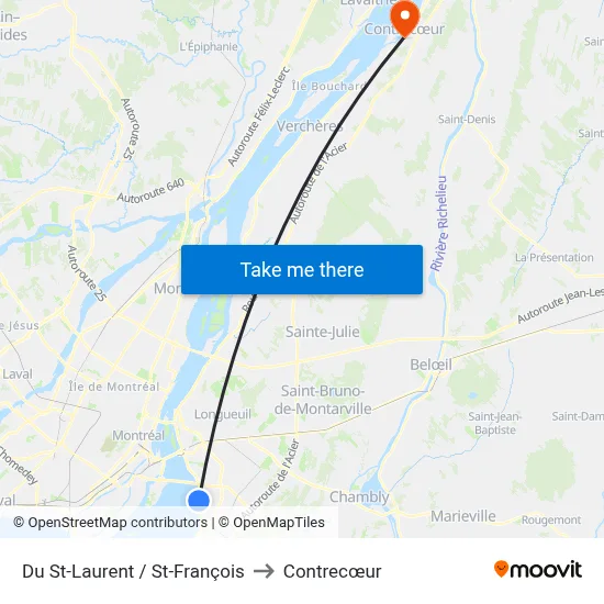 Du St-Laurent / St-François to Contrecœur map