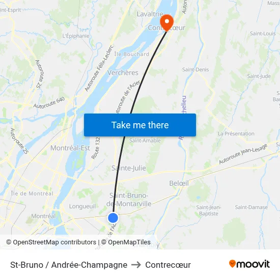 St-Bruno / Andrée-Champagne to Contrecœur map