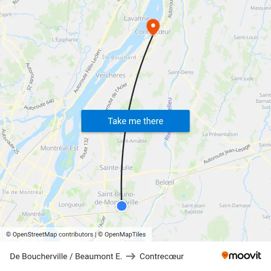 De Boucherville / Beaumont E. to Contrecœur map