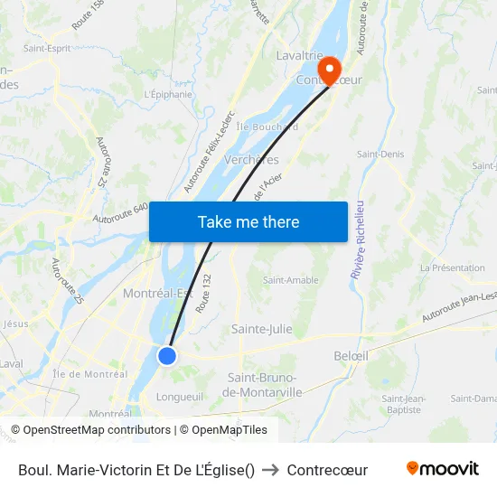 Boul. Marie-Victorin Et De L'Église to Contrecœur map
