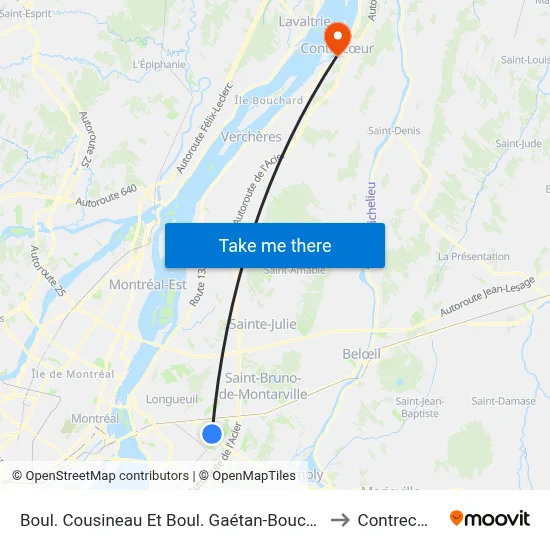 Boul. Cousineau Et Boul. Gaétan-Boucher to Contrecœur map