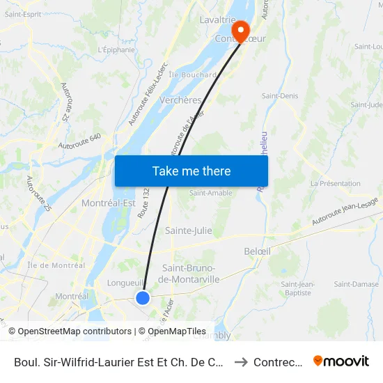 Boul. Sir-Wilfrid-Laurier Est Et Ch. De Chambly to Contrecœur map