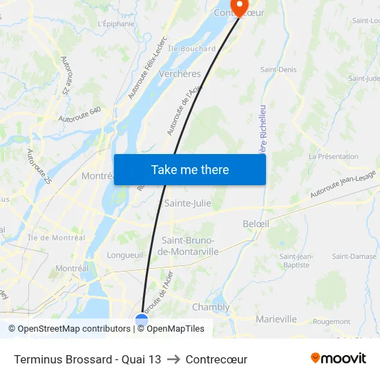 Terminus Brossard - Quai 13 to Contrecœur map