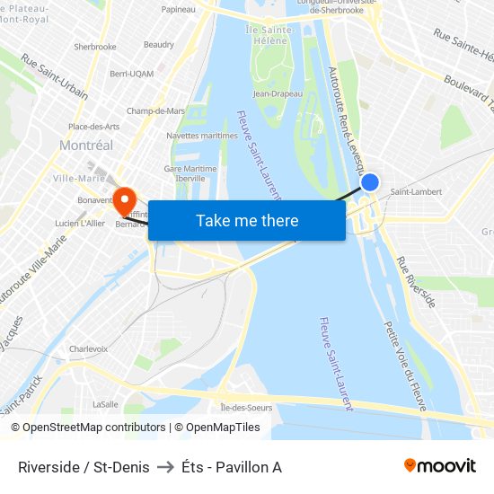 Riverside / St-Denis to Éts - Pavillon A map