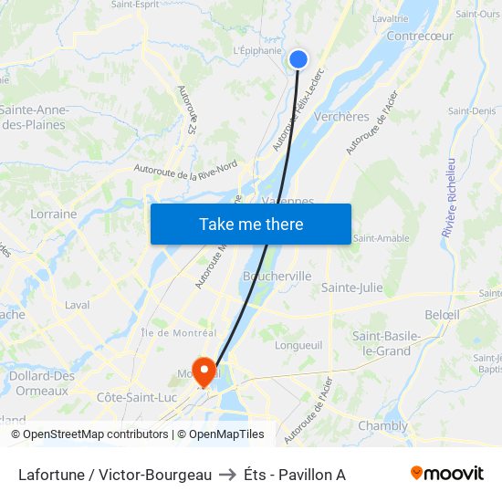 Lafortune / Victor-Bourgeau to Éts - Pavillon A map