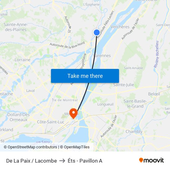 De La Paix / Lacombe to Éts - Pavillon A map