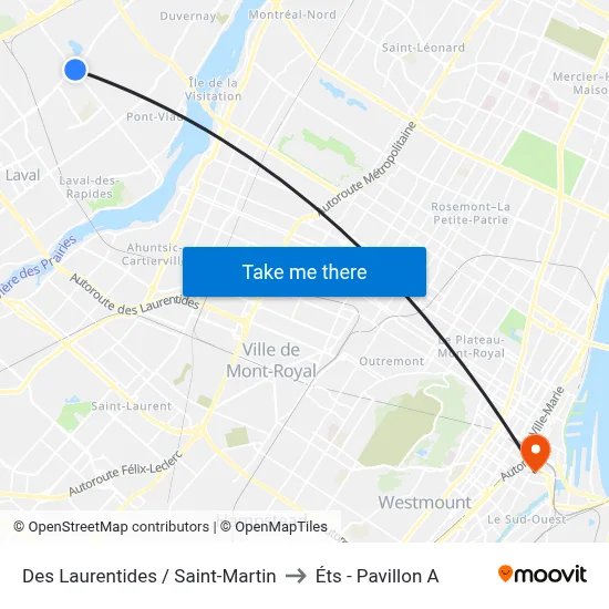 Des Laurentides / Saint-Martin to Éts - Pavillon A map