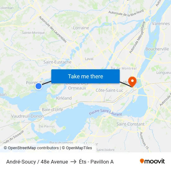 André-Soucy / 48e Avenue to Éts - Pavillon A map