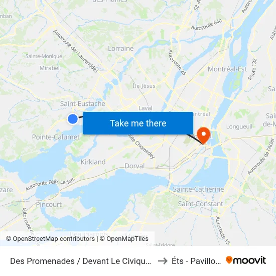 Des Promenades / Devant Le Civique 2501 to Éts - Pavillon A map